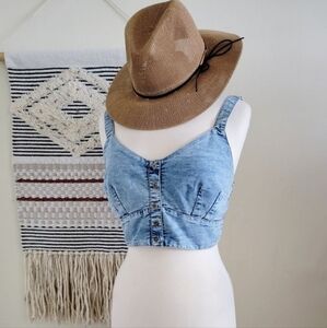 Denim crop top vest New